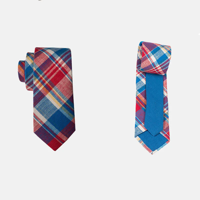 Men's Novel Plaid Floral Patchwork Necktie - Image 4