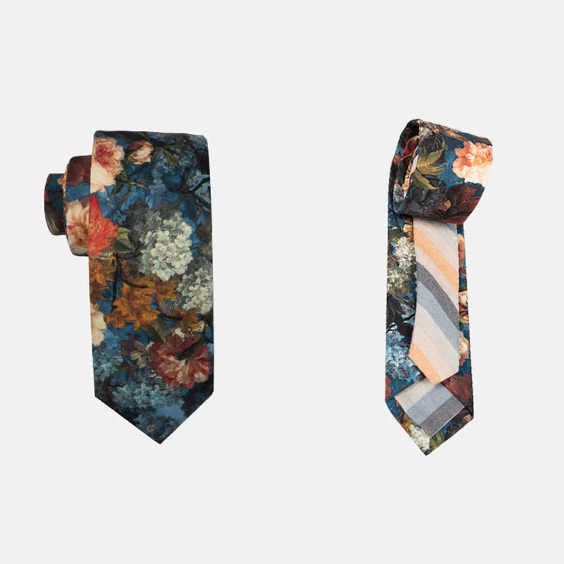 Men's Novel Plaid Floral Patchwork Necktie - Image 5
