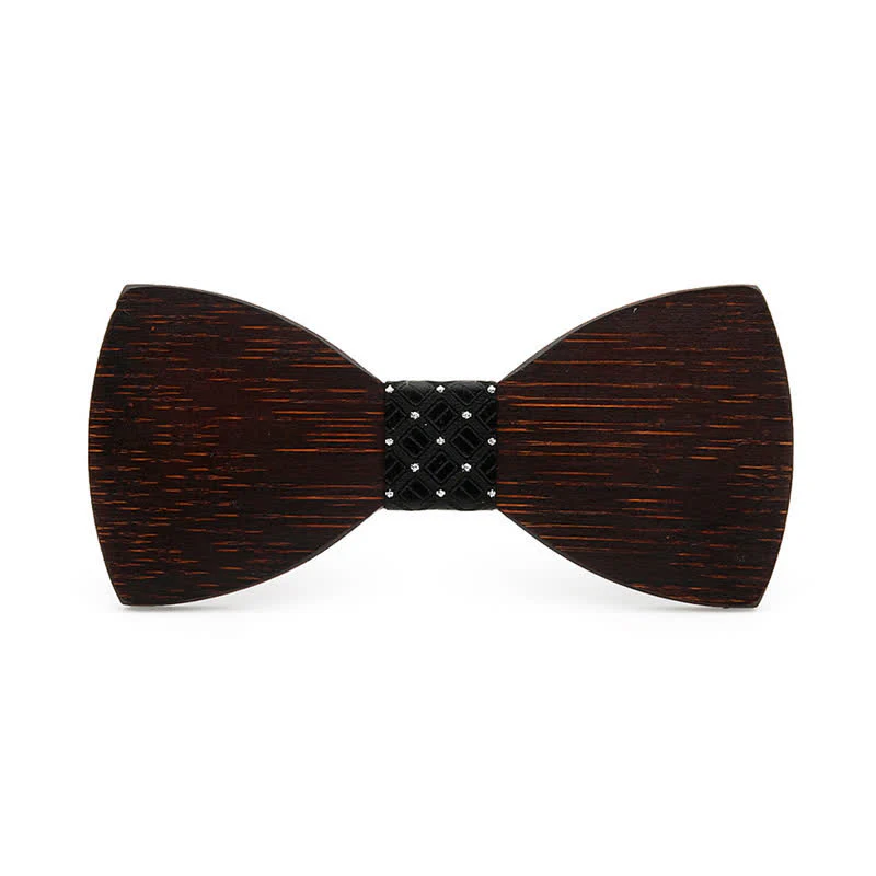 Men's Novelty Black Wooden Bow Tie - Image 2