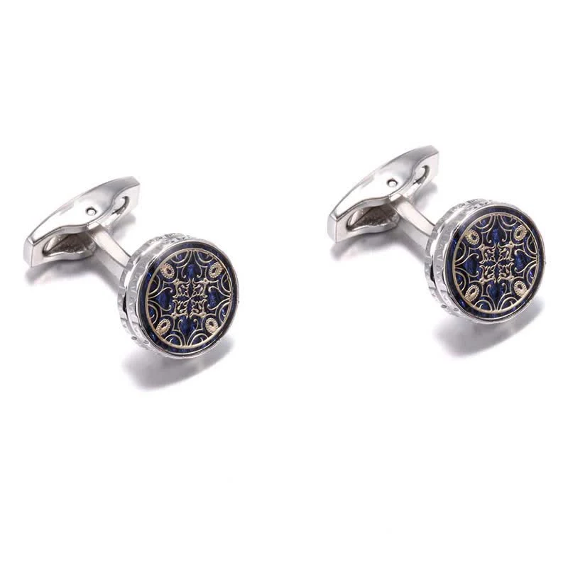 Men's Novelty Floral Pattern Round Cufflinks - Image 3