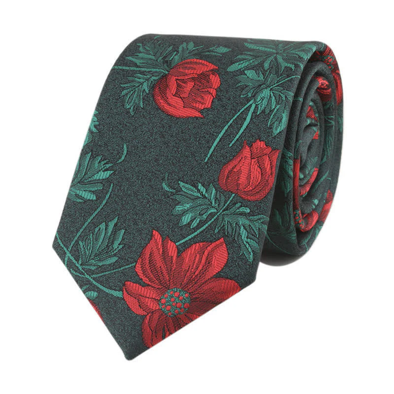 Men's Novelty Flower with Stem Necktie - Image 3