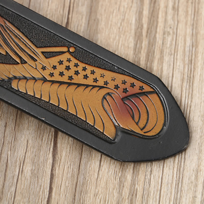 Men's Novelty Flying Eagle Buckle Carved Pattern Leather Belt - Image 6