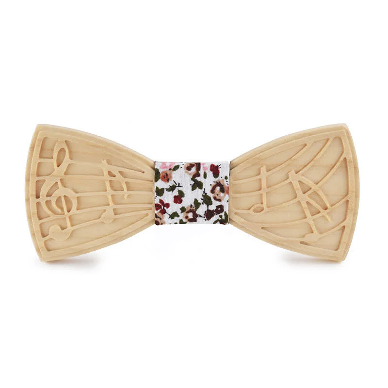 Men's Novelty Music Engraving Wooden Bow Tie - Image 13