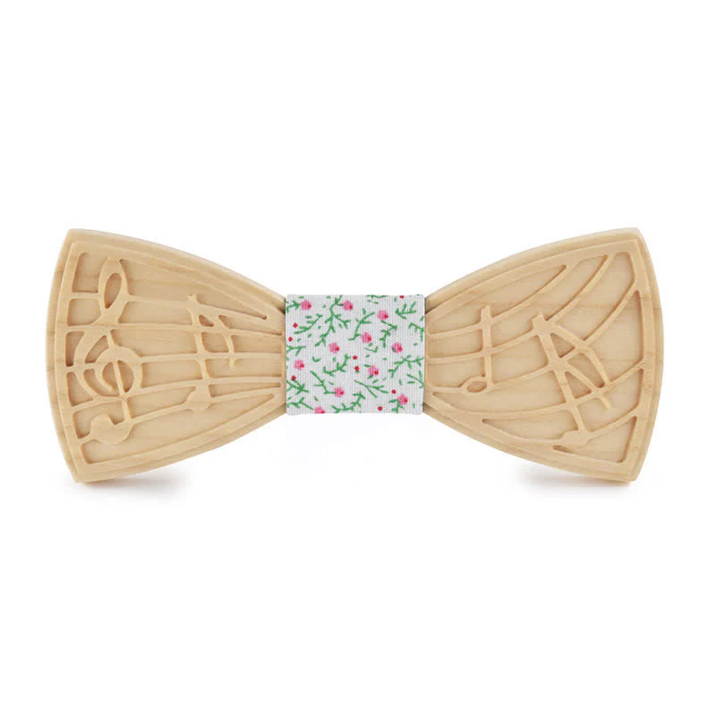 Men's Novelty Music Engraving Wooden Bow Tie - Image 15