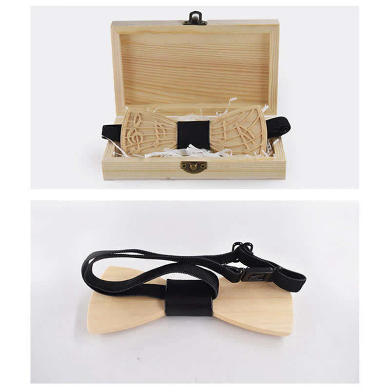 Men's Novelty Music Engraving Wooden Bow Tie - Image 2