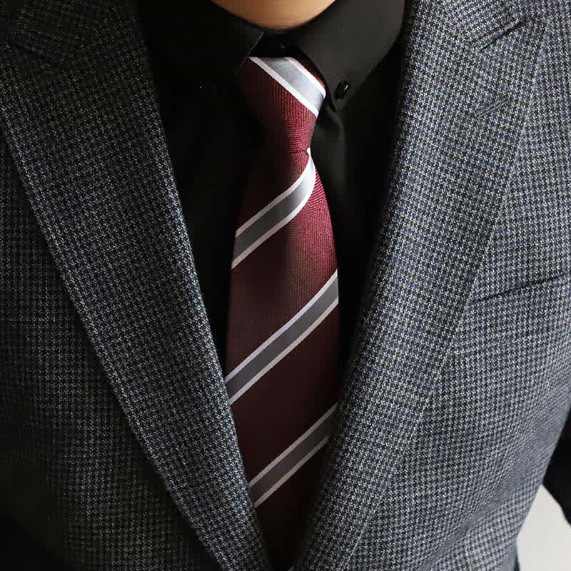 Men's Occupational Zipper Tie Striped Necktie - Image 3