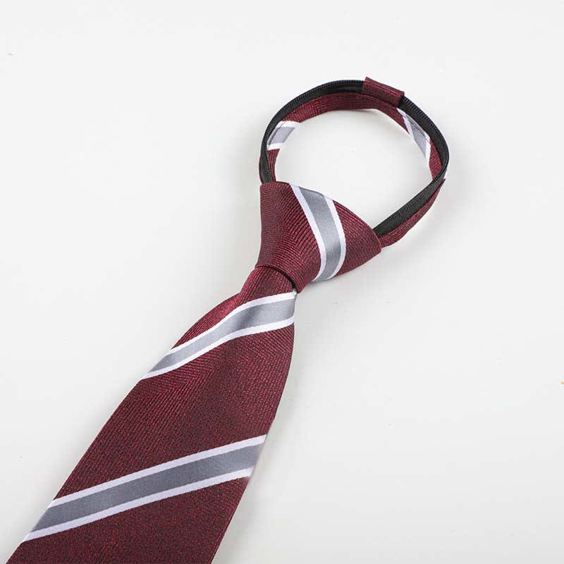 Men's Occupational Zipper Tie Striped Necktie - Image 4