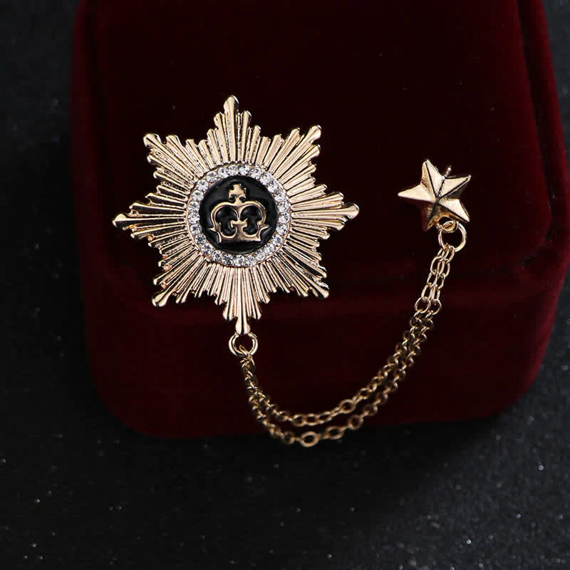 Men's Octagon Star Crown Chain Brooch - Image 2
