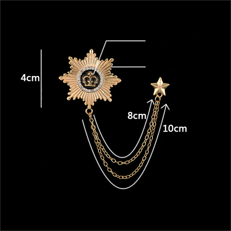 Men's Octagon Star Crown Chain Brooch - Image 3