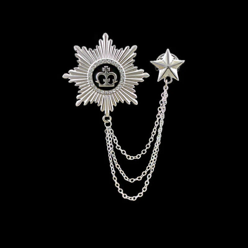 Men's Octagon Star Crown Chain Brooch - Image 4