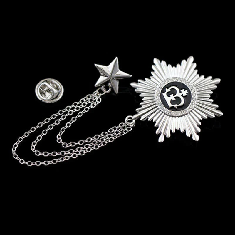 Men's Octagon Star Crown Chain Brooch - Image 5
