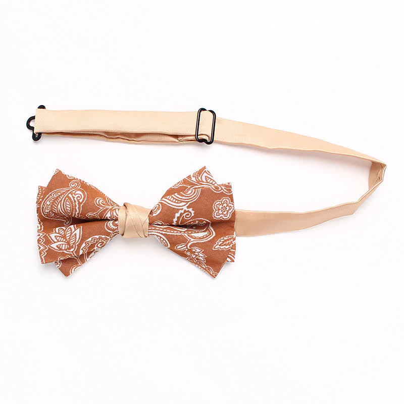 Men's Orange Paisley Floral Pattern Bow Tie - Image 3