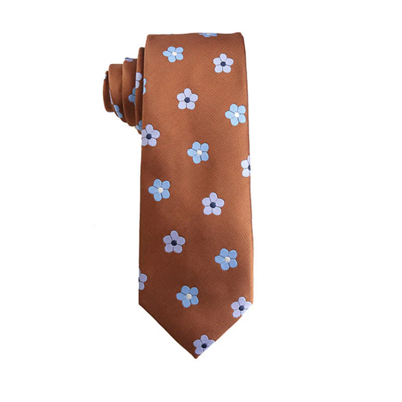 Men's Orange-Red Series Micro Motifs Necktie - Image 10