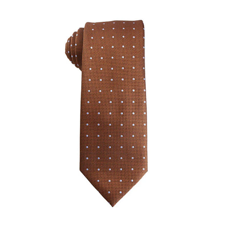 Men's Orange-Red Series Micro Motifs Necktie - Image 5