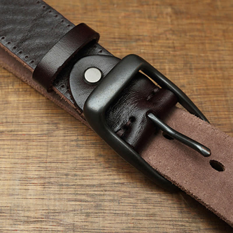 Men's Retro Handmade Trousers Leather Belt - Image 6