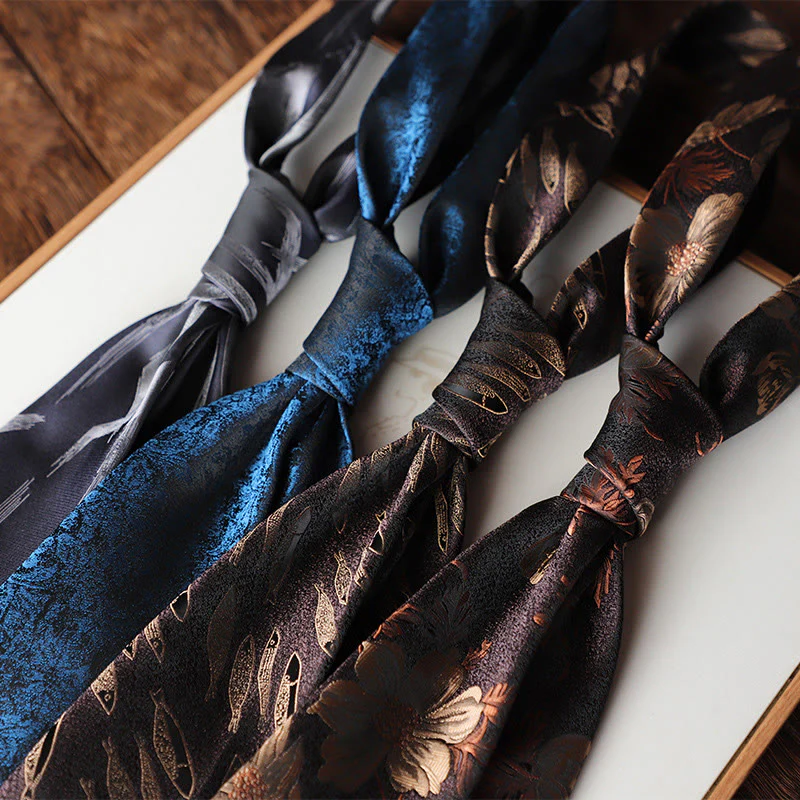 Men's Ornate Patterned Silk-Like Fabric Neckties