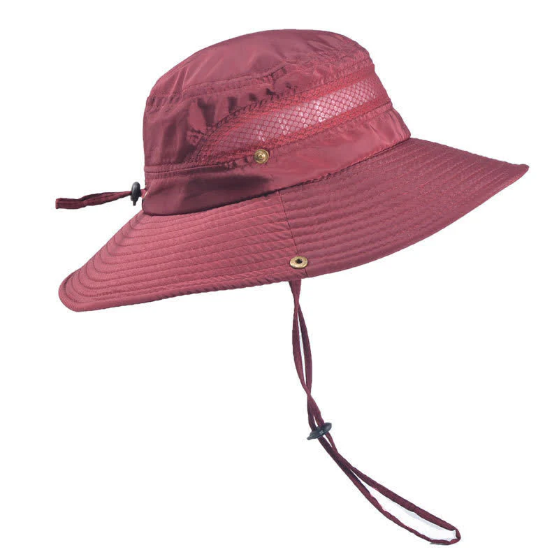 Men's Outdoor Breathable Mesh Large Brim Bucket Hat - Image 10