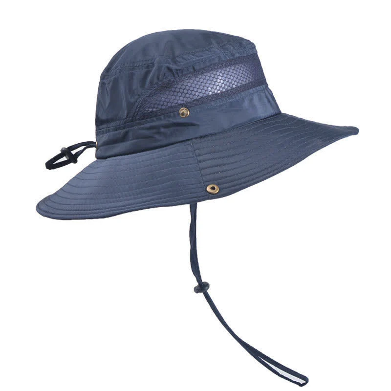 Men's Outdoor Breathable Mesh Large Brim Bucket Hat - Image 11