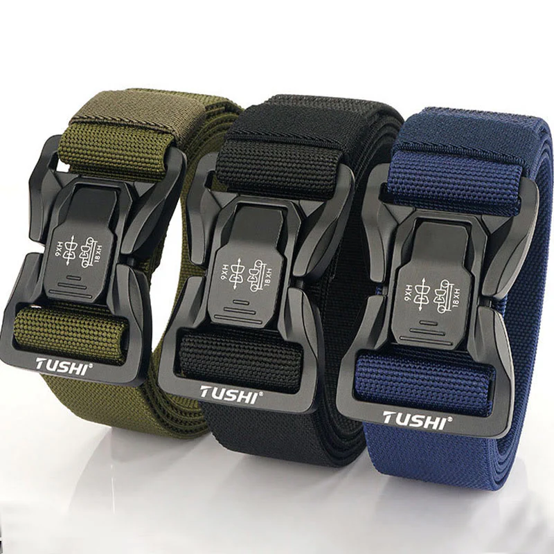 Men's Outdoor Tactical Belt Elastic Quick Release Waistband - Image 9