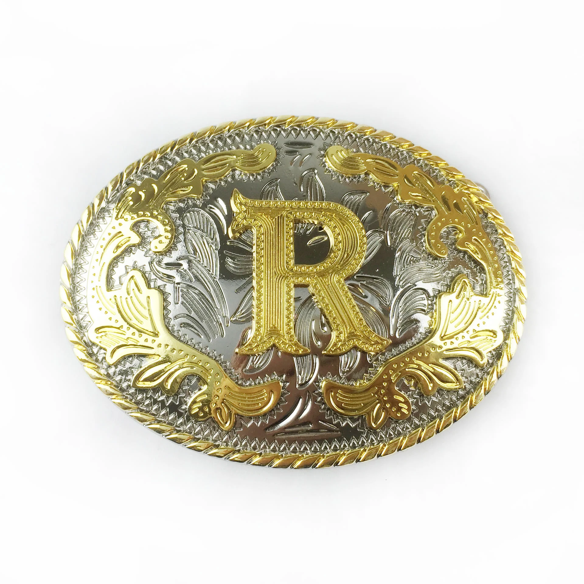 Men's Oval Golden Carved Letter Buckle Leather Belt - Image 21