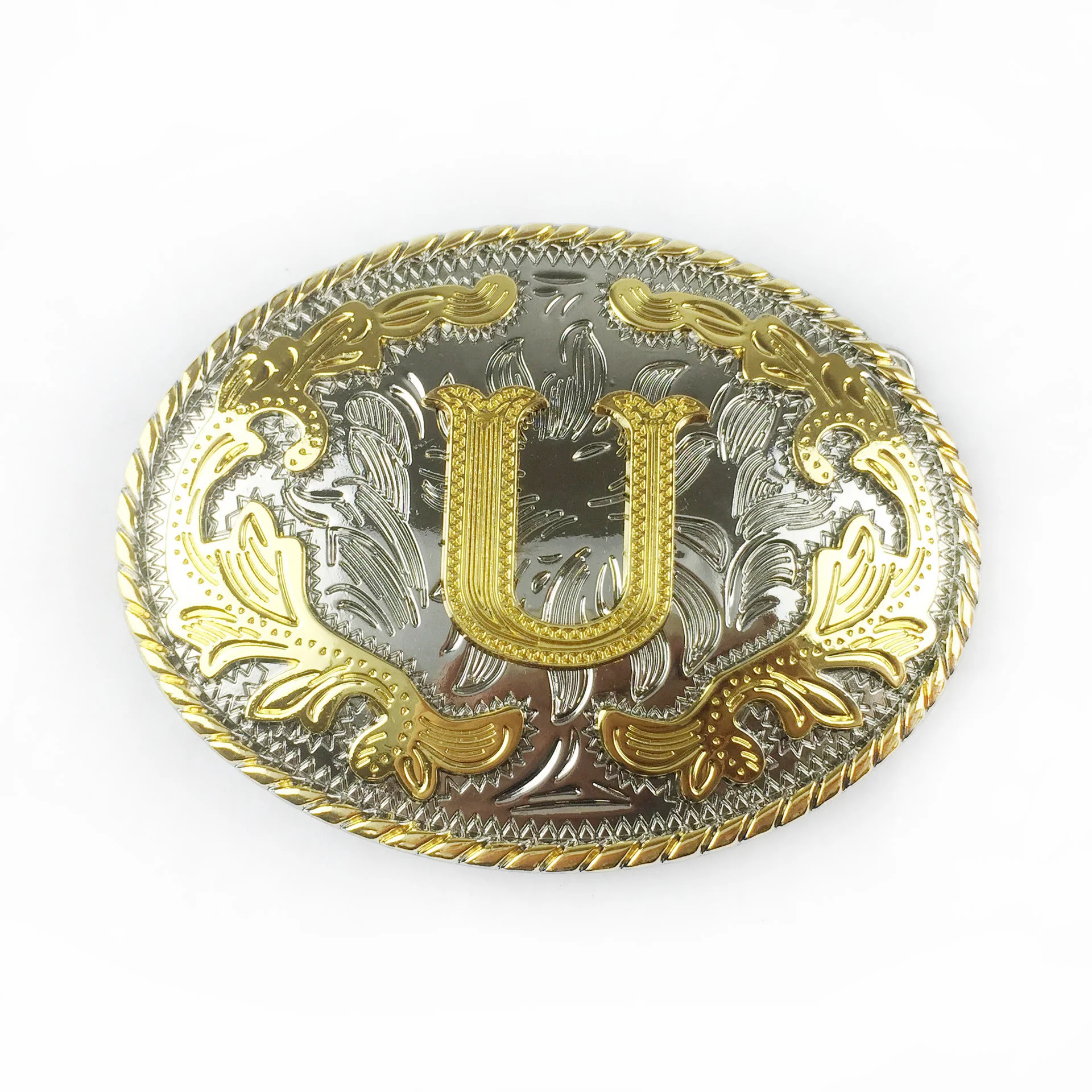 Men's Oval Golden Carved Letter Buckle Leather Belt - Image 23
