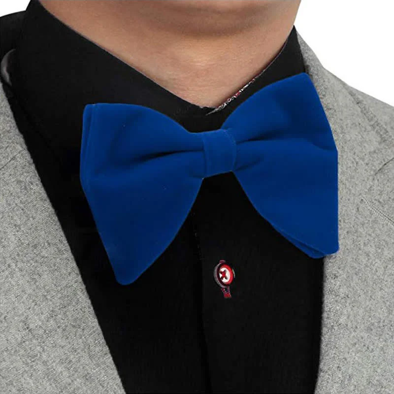 Men's Gentleman Oversize Droopy Velvet Bow Tie - Image 2