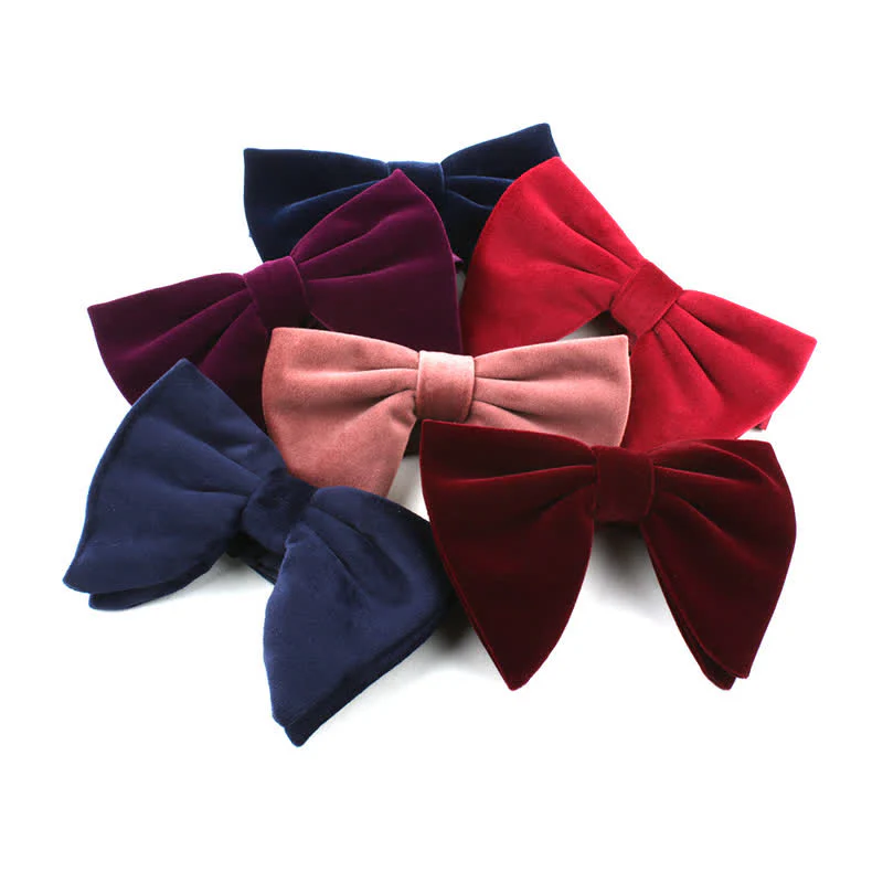 Men's Gentleman Oversize Droopy Velvet Bow Tie - Image 4