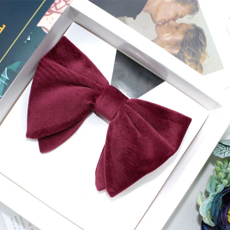 Men's Gentleman Oversize Droopy Velvet Bow Tie - Image 6