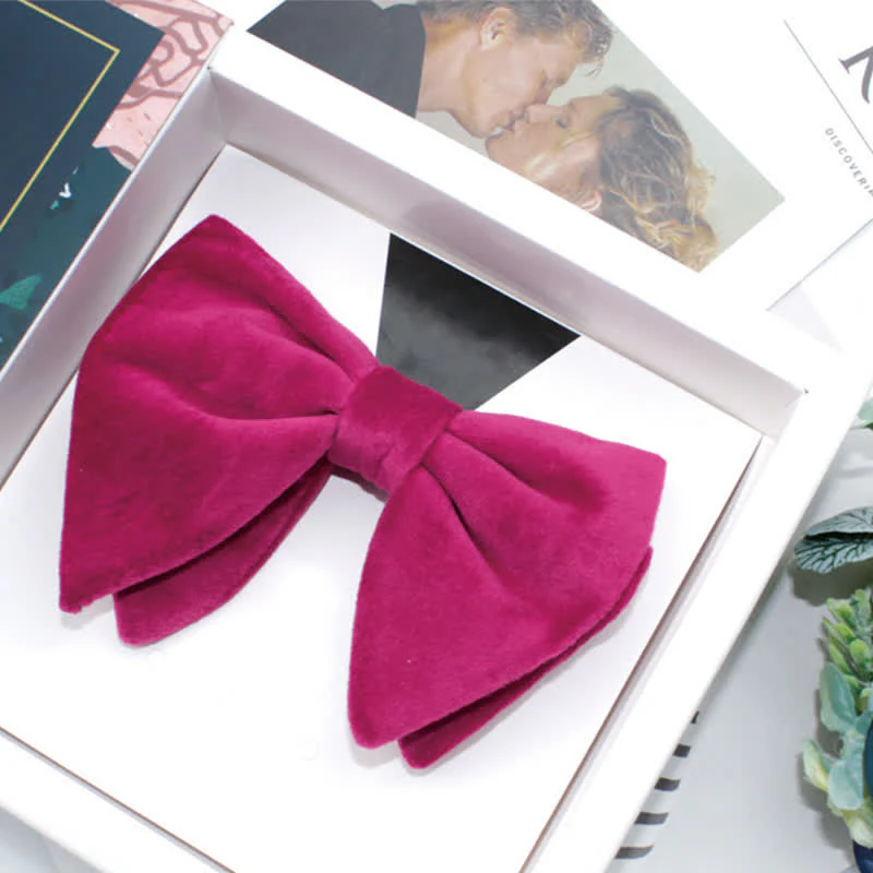 Men's Gentleman Oversize Droopy Velvet Bow Tie - Image 7