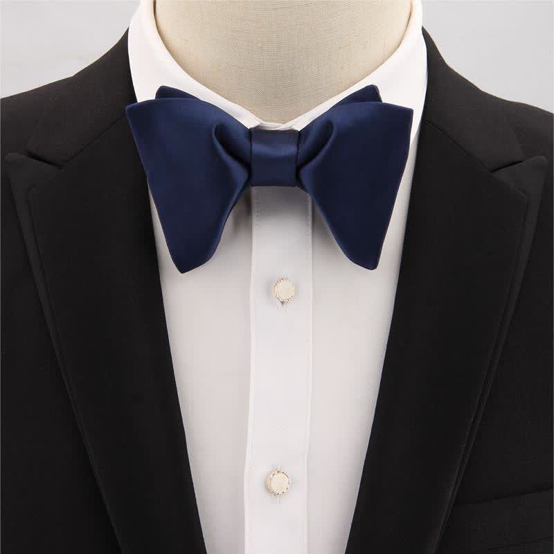 Men's Paisley Solid Color Oversized Pointed Bow Tie - Image 2