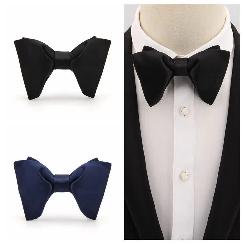 Men's Paisley Solid Color Oversized Pointed Bow Tie - Image 3
