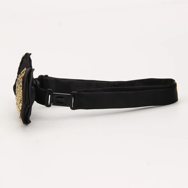 Men's Palace Pattern Gold Metal Pointed Bow Tie - Image 5