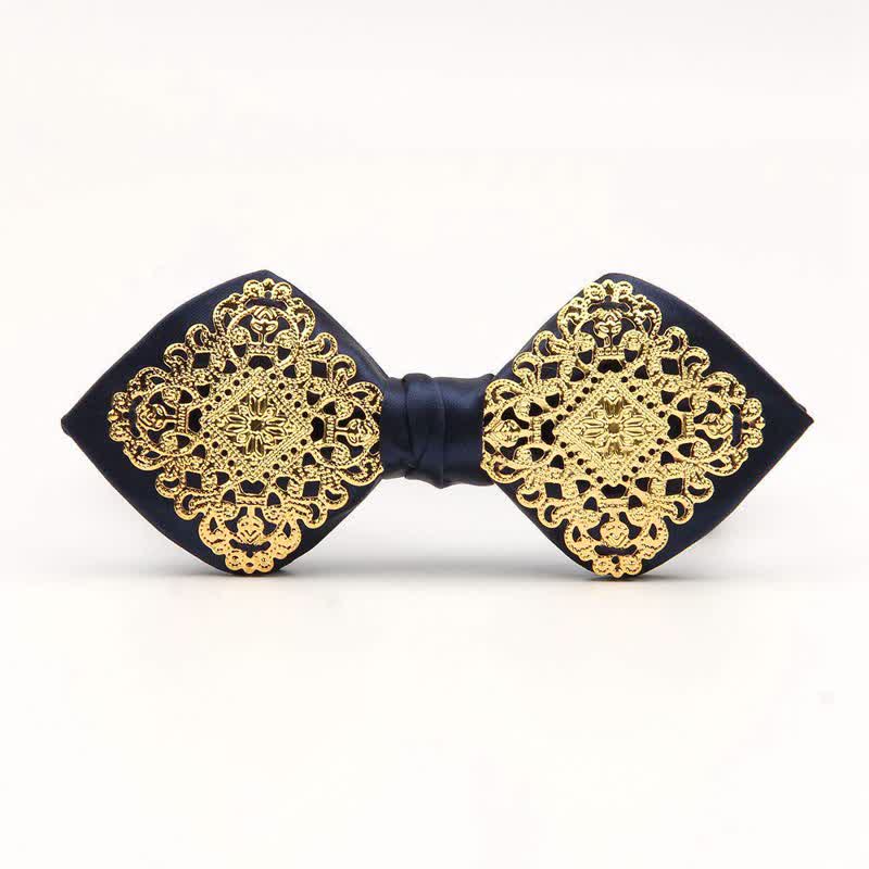 Men's Palace Pattern Gold Metal Pointed Bow Tie - Image 6