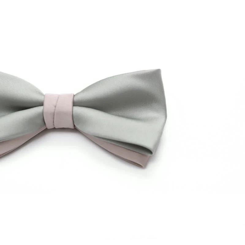 Men's Pale Color Double Layered Wedding Bow Tie - Image 4