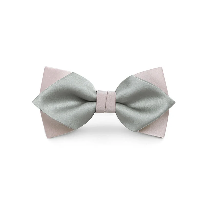 Men's Pale Color Double Layered Wedding Bow Tie - Image 7
