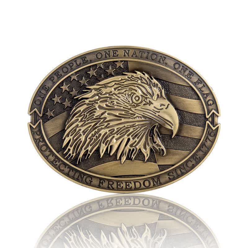 Men's DIY Patriotic Bald Eagle USA Flag Buckle Leather Belt - Image 3