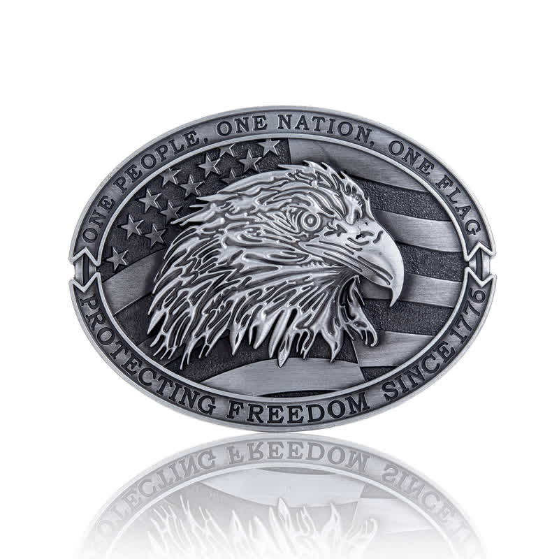 Men's DIY Patriotic Bald Eagle USA Flag Buckle Leather Belt - Image 4