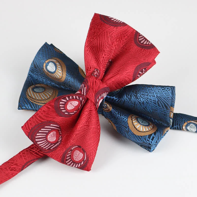 Men's Peacock Feather Pattern Bow Tie - Image 2