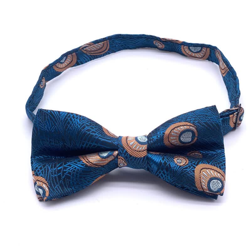 Men's Peacock Feather Pattern Bow Tie - Image 8