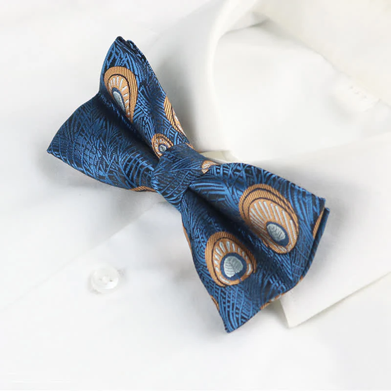 Men's Peacock Feather Pattern Bow Tie - Image 9