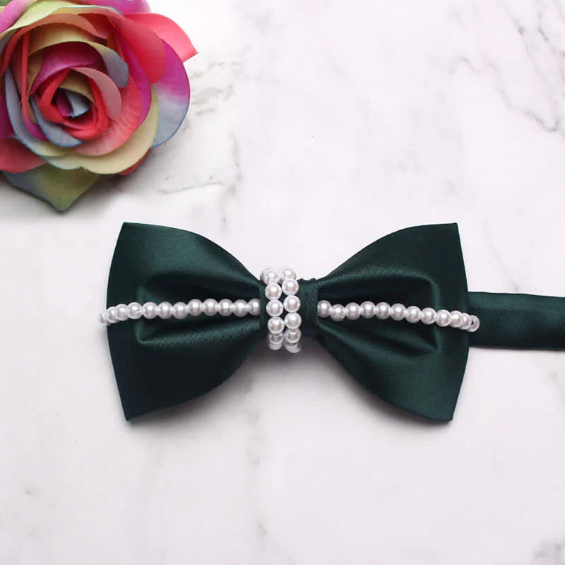 Men's Pearl Decor Chain Bow Tie - Image 12