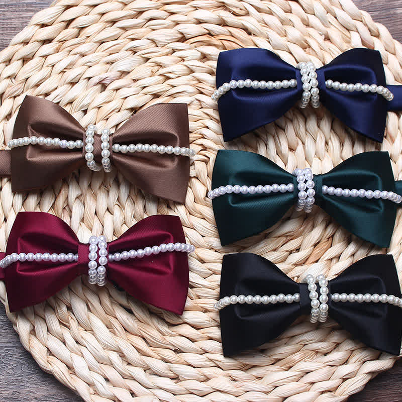 Men's Pearl Decor Chain Bow Tie - Image 13