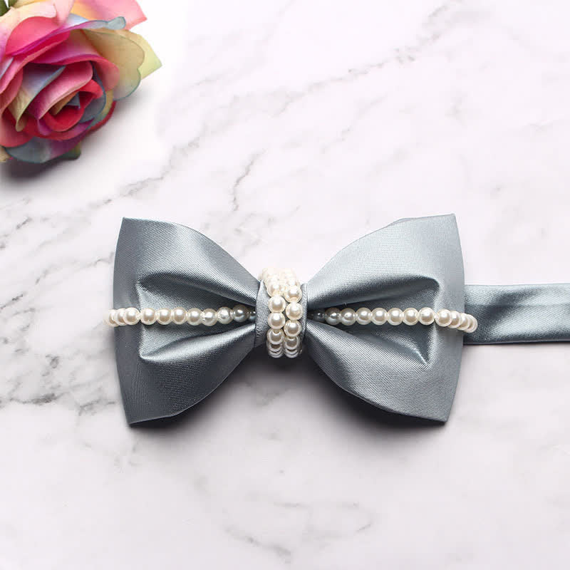 Men's Pearl Decor Chain Bow Tie - Image 6