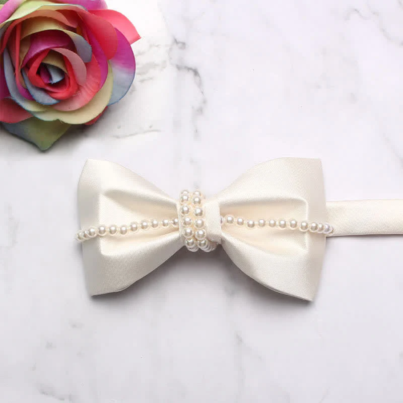 Men's Pearl Decor Chain Bow Tie - Image 7
