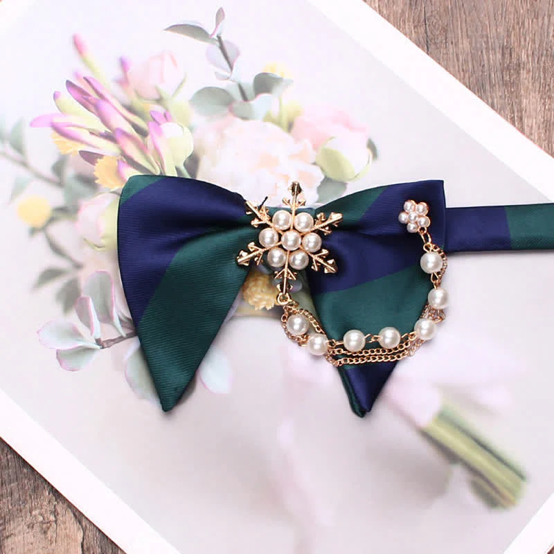 Men's Pearl Striped Oversized Pointed Bow Tie - Image 6