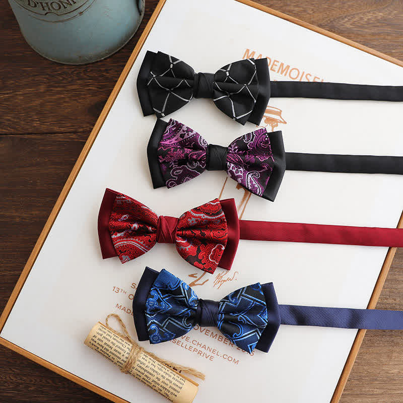 Men's Personality Paisley Double Layered Bow Tie - Image 3