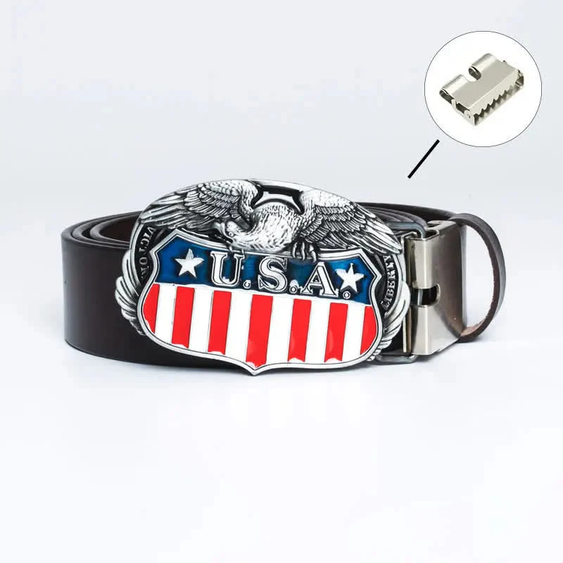 Men's Personality USA Flag Flying Eagle Leather Belt - Image 18