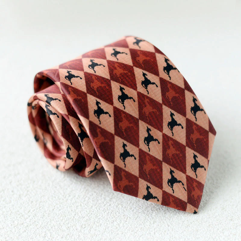 Men's Personalized Horse Printed Hand-Tie Green Necktie - Image 17
