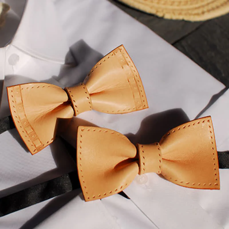 Men's Personalized Plant Tanned Leather Bow Tie - Image 6