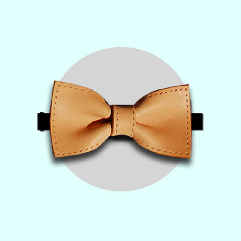 Men's Personalized Plant Tanned Leather Bow Tie - Image 9